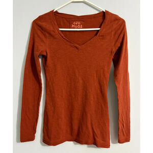 Vintage Mudd Long Sleeve T-Shirt Womens Size Small Rust Orange Y2K